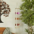thumbnail image 2 of DecMode 34" Multi Colored Metal Indoor Outdoor Geometric Windchime with Stained Glass, 2 of 9