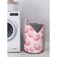 thumbnail image 3 of Floral Laundry Bag, Pastel Anemone Blossom Petals Beauty Bouquets Blushing Botanical Fragrance, Basket with Handles Drawstring Closure for Laundromats, 13" x 19", Pale Pink and Rose, by Ambesonne, 3 of 4