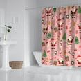 thumbnail image 2 of Pink Christmas Santa Pattern Shower Curtain 72"x84" ,Bathroom Decorative Shower Curtains Set with 12 Hooks,Modern Waterproof Washable Shower Curtain, 2 of 6