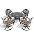 thumbnail image 3 of LiviNest 5-Piece Outdoor Dining Set with Swivel Chairs: Traditional Cast Aluminum Patio Furniture - All-Weather Round Table & 4 Seats for Vacation Homes & Resort Areas, 3 of 6