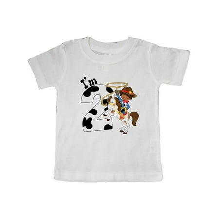 

Inktastic I m Two-cowboy riding horse birthday Gift Baby Boy T-Shirt