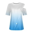 thumbnail image 4 of Womens Cold Shoulder Tops 2024 Summer Trendy Gradient Dressy Casual T-Shirts Crewneck Ladies Going Out Tunic Blouses, 4 of 6