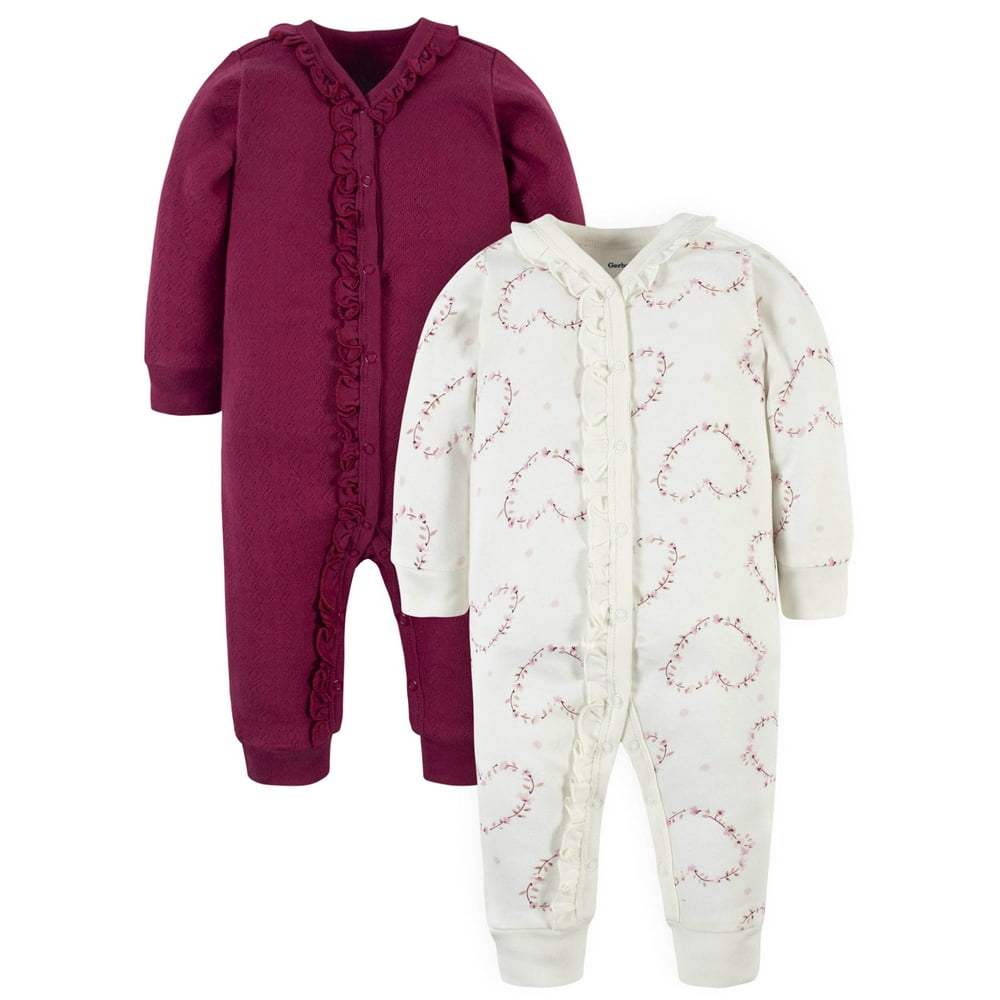 Modern Moments Modern Moments by Gerber Baby Girl Coveralls, 2 Pack