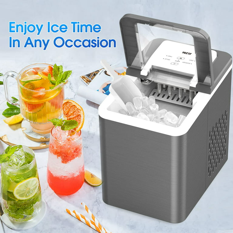 Máquina eléctrica para hacer hielo para encimera de 8 minutos y 9 balas de  hielo, 26 libras/24 horas, máquina de hielo de mesa ManVi portátil con