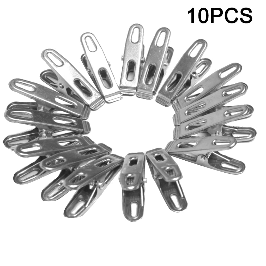 10Pcs Stainless Steel Strong Cloth Sock Washing Laundry Clothespin Clip New 