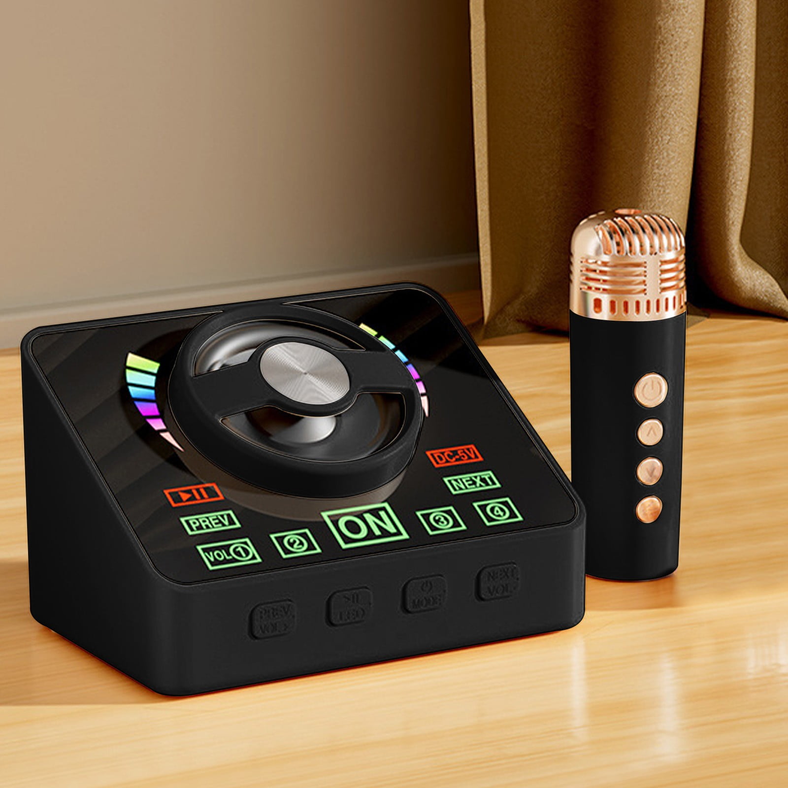 YUNAFFT Karaoke Portable Bluetooth 5.3 Speaker System With 1 Wireless Microphones Home Family Singing
