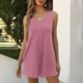 thumbnail image 2 of Lenpel Rompers for Women Casual V Neck Sleeveless Solid Color Loose Jumpsuits Summer Short Overalls with Pockets, 2 of 7