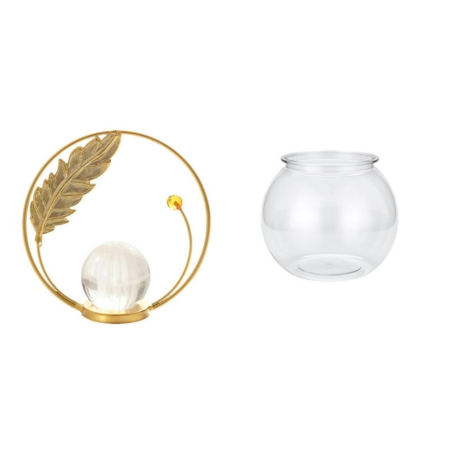 Estatua de bola de cristal,Estatuas de bolas de cristal para decoración del hogar,escritorio interior,Acuario de escritorio,Pecera pequeña transparente,pecera,jarrón,mesa,Tanque de peces