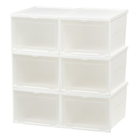 - IRIS Front Entry Stacking Shoe Box, High, 6 Pack, White