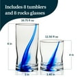 thumbnail image 2 of Libbey Blue Ribbon 16 Piece Tumbler and Rocks Glass Set, Infused Blue Ribbon Drinkware Glasses Set, Artisan Inspired Four-Dimple Shaped Rock Glasses, Dishwasher Safe Tumbler Glasses Set, 2 of 4