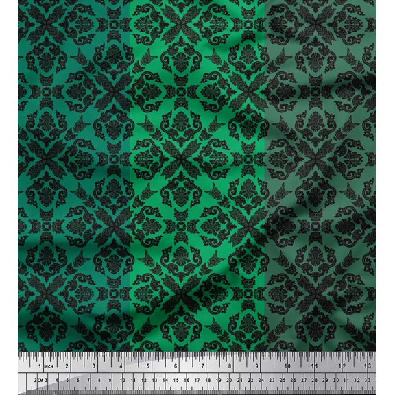 Soimoi Cotton Duck Fabric Stripe & Moroccan Damask Print Fabric by Yard 42 Inch Wide