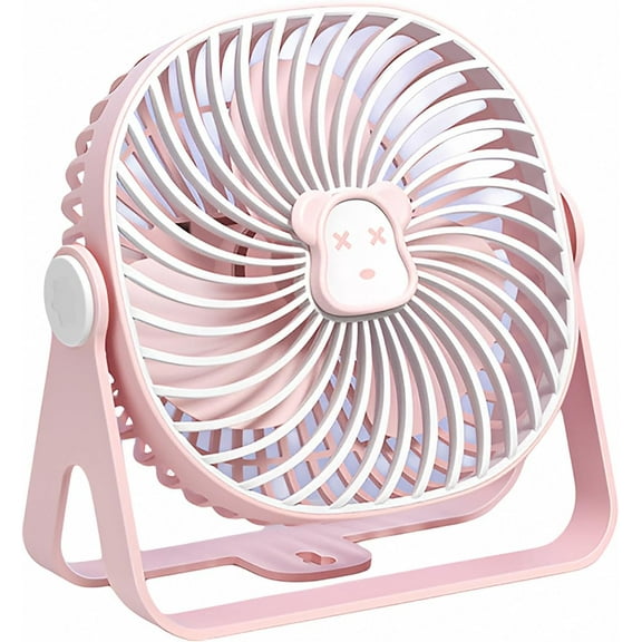 Portable Small Fan with 3 Speed Settings and 360° Rotation, Ultra Quiet Table Fan, Rechargeable Air Circulator Fan, Wall Mount USB Fan for Office Bedroom Outdoor(Pink)