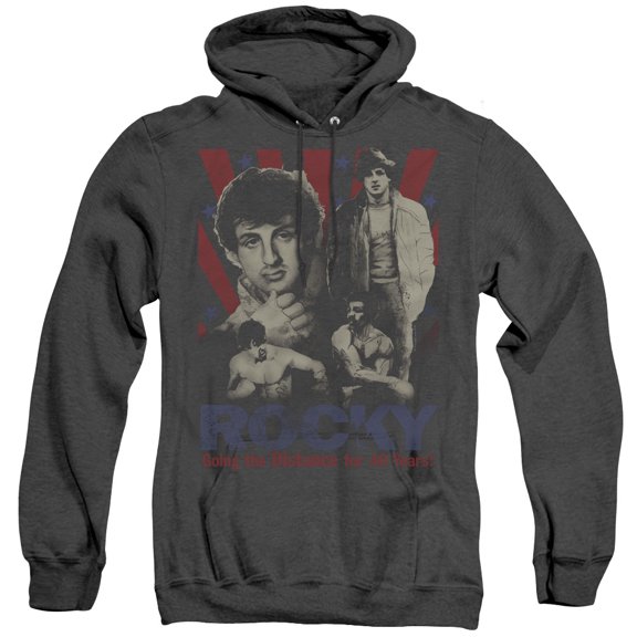 Rocky Going The Distance Adult Heather Hoodie Sweatshirt Black