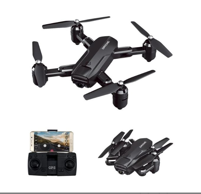 Force One ZD6 4K Wide Angle Camera Wifi FPV GPS Foldable RC Quadcopter Carry Case, Black with 1 Battery