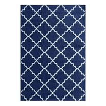 Furnish My Place Indoor Contemporary Trellis Rug with Jute Backing - 5 ft. x7 ft. 5 in., Blue, Modern Geometric, Area Rug for Living Room, Bedroom, Hallway