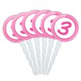 thumbnail image 1 of Birthday Pink Dots 3 Cupcake Picks Toppers - Set of 6, 1 of 1