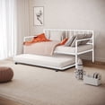 thumbnail image 6 of HMYG 1pc Twin Size Metal Daybed With Trundle Contemporary Style Full Metal Structure Mattress Ready White Finish, 6 of 6