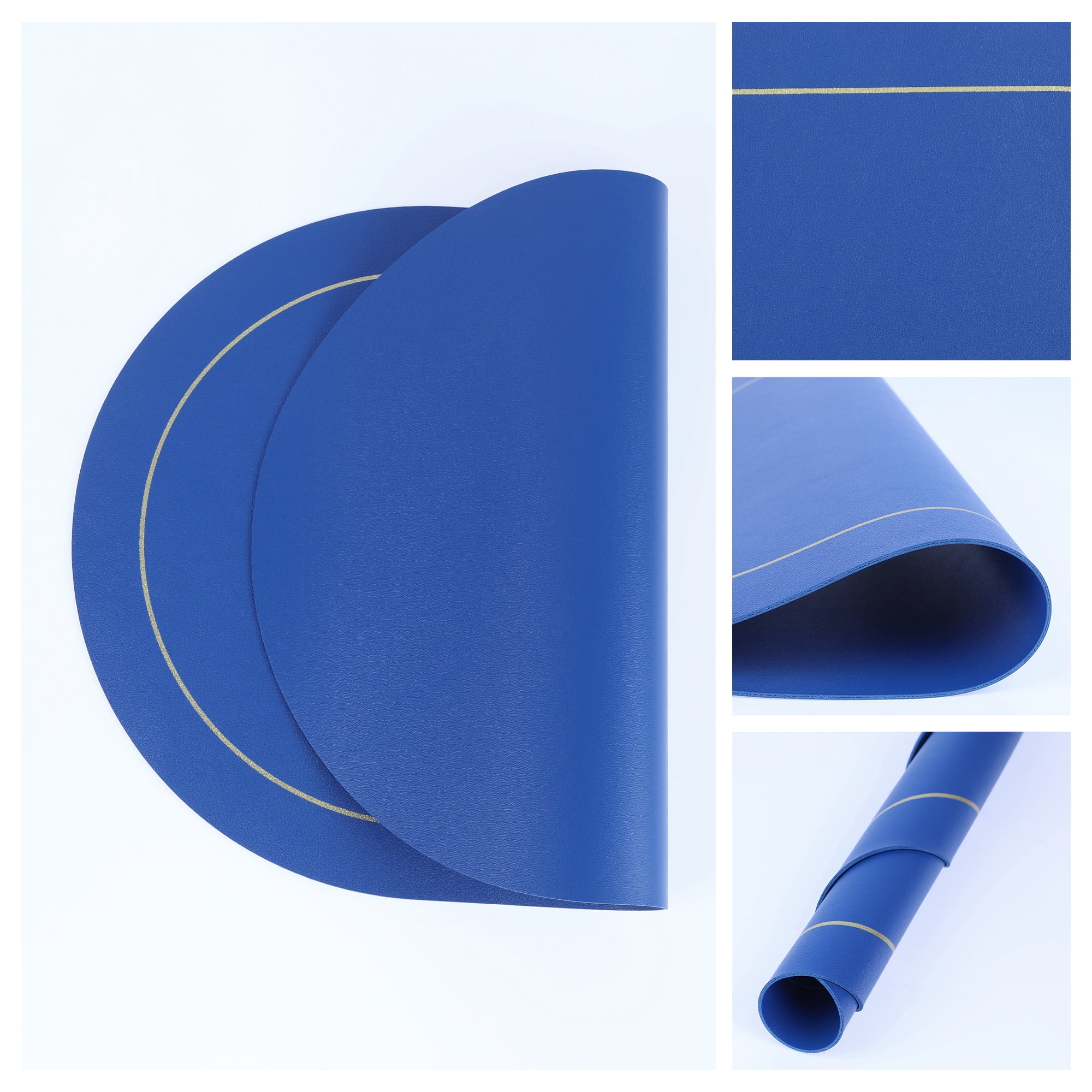 Unique Bargains Set of 6 Faux Leather Placemats Blue