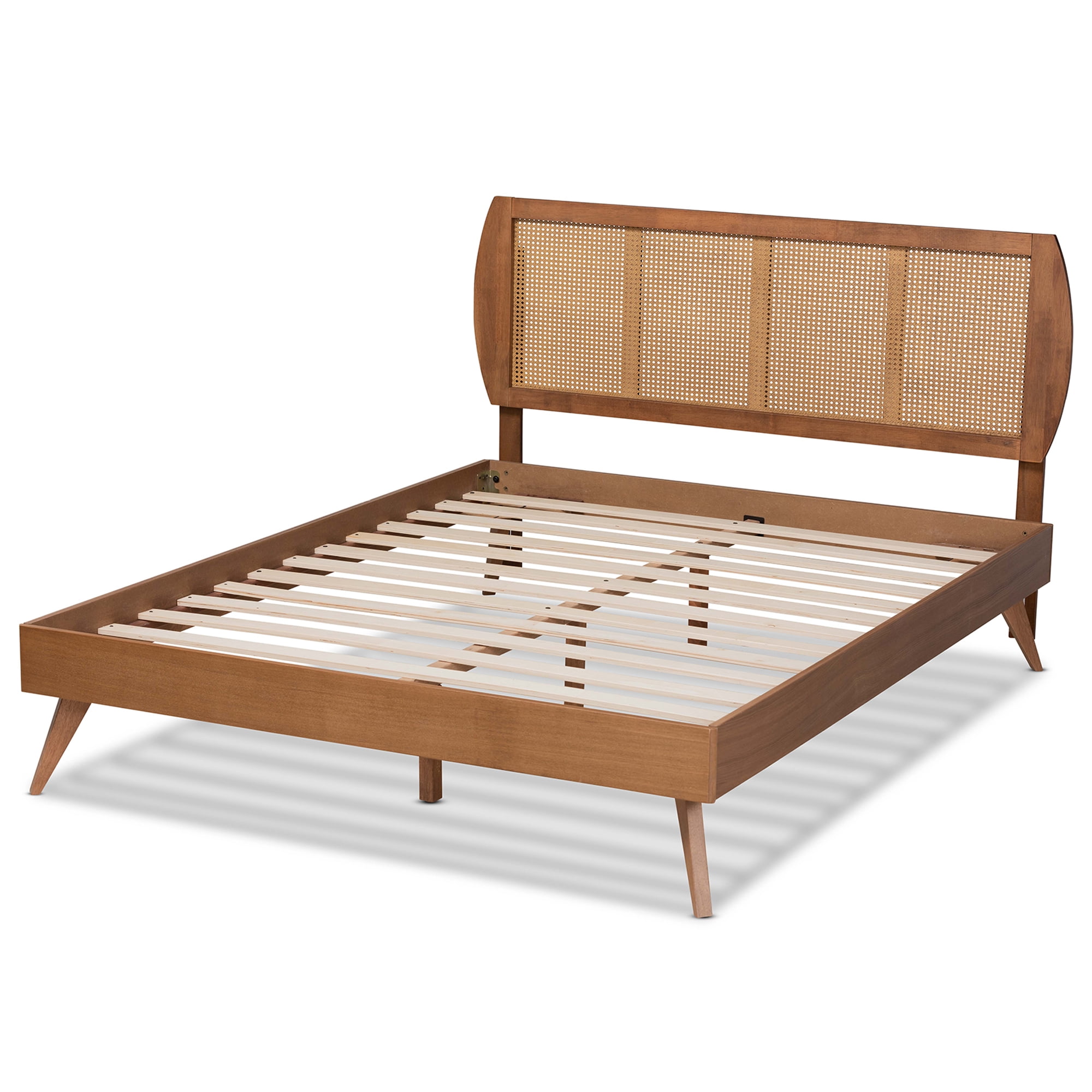 Baxton Studio Asami Mid-Century Engineered Wood Platform Bed, Queen, Walnut Brown