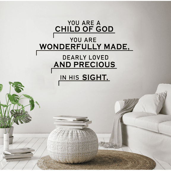 Psalm 1:39 Wonderfully Made Bible Verse Religious Religion Christ Saying Motivational Quote Wall Decal Wall Art Designs Stickers for Home Room House Decor Vinyl Wall Sticker Decoration (35x40 inch)