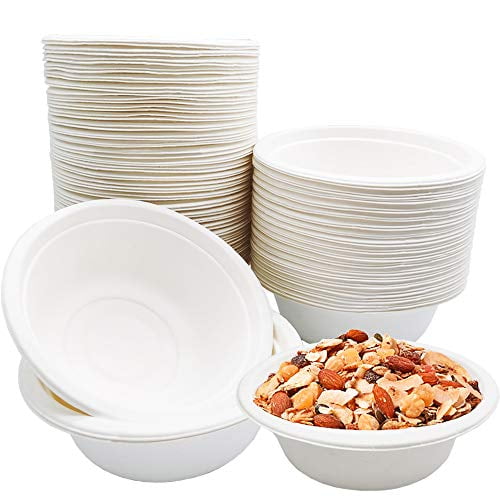 100 Pack 12 oz Disposable Paper Bowls HeavyDuty Quality Natural