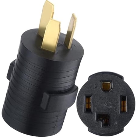 50Amp to 30Amp Dryer Adapter Compatible with NEMA 10-50P to 14-30R 3 Prong 4 Prong Compact 120V/240V 30 Amp Welder Dryer Cord Adapter for RV Camper Generator(Black)