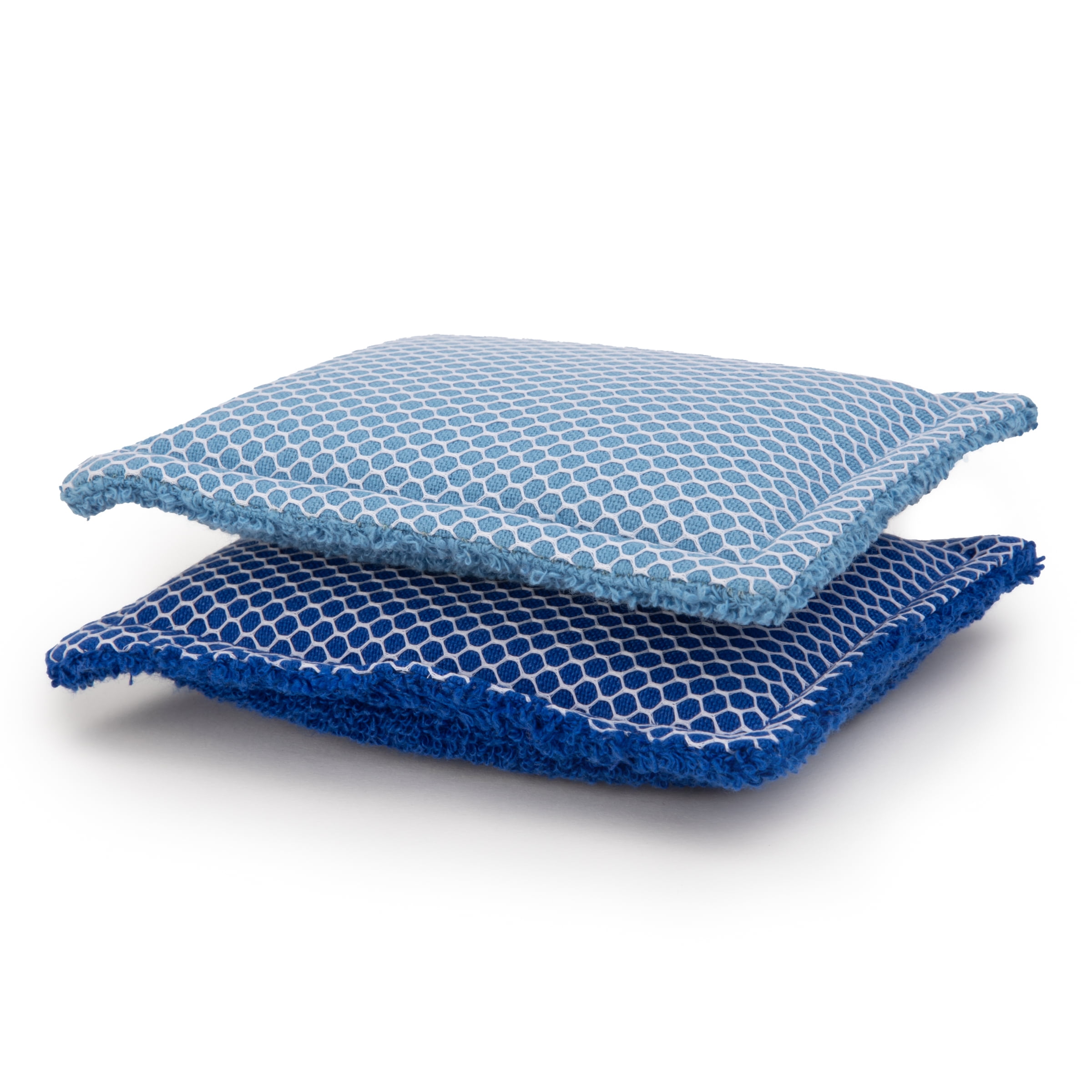 (3 pack) Mainstays Sponge Scrubbers, 4.5 x 5 inches, 100% Cotton Shell, 2 Count per Pack, Blue