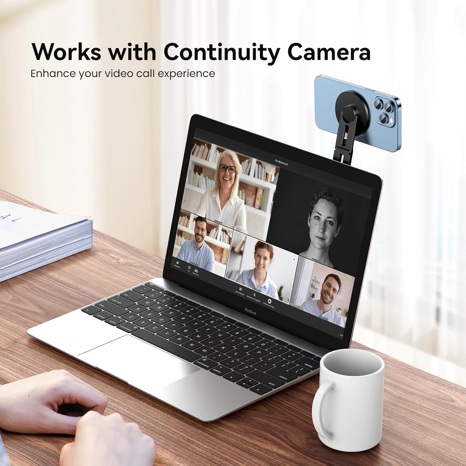 Magnetic Phone Holder for Laptop for MagSafe for iPhone 16/15/14/13/12 & All Phones, 180°Adjustable Phone Side Mount for Computer Monitor for Tesla, Desktop Cell Phone Bracket, Gray