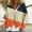 A_ Orange, variant on Women's V-Neck Long Sleeve Fleece Cardigan - Fashion Color Block Printed, Warm Zip-Up Jacke for Daily Wear Light Blue XXL