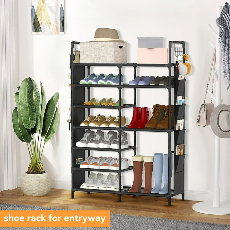 Keenstone 7 Tier Shoe Rack Stackable Storage Organizer 43 H Holder for Entryway Bedroom Black Walmart