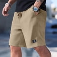 thumbnail image 5 of Nestiefly Men's Casual Shorts Waffle Elastic Waist Drawstring Workout Running Jogging Beach Sweat Shorts with Pockets Khaki 3XL, 5 of 5