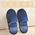 thumbnail image 2 of Balery Retro Blue Glitter Pantuflas de Casa de Felpa Silenciosas con Diseño Estampado, Zapatillas Cómodas Antideslizantes de Algodón para Interior-Large, 2 of 8