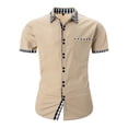 thumbnail image 2 of Zekutng Mens T Shirts Casual Collared Checkered Color-Blocked Short-Sleeve Shirt,Sizes S-3XL, 2 of 9