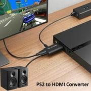 PS2 to HDMI Converter Adapter, with USB Power Cable, Video Converter with 3.5mm Audio Output for HDTV HDMI Monitor Supports All PS2 Display Modes
