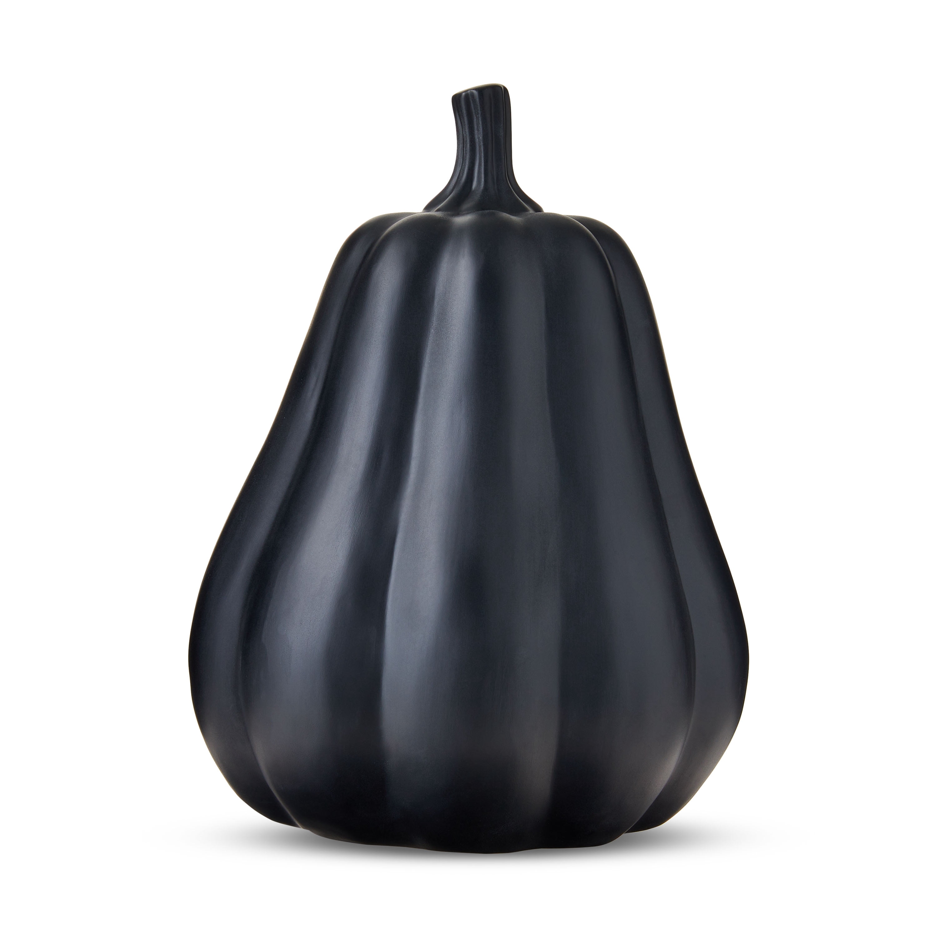 Clay Pumpkin Jack-o'-Lantern Tabletop Decor, Black, 13", Fall Indoor by Way To Celebrate