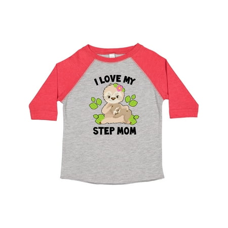

Inktastic Cute Sloth I Love My Step Mom with Green Leaves Gift Toddler Boy or Toddler Girl T-Shirt