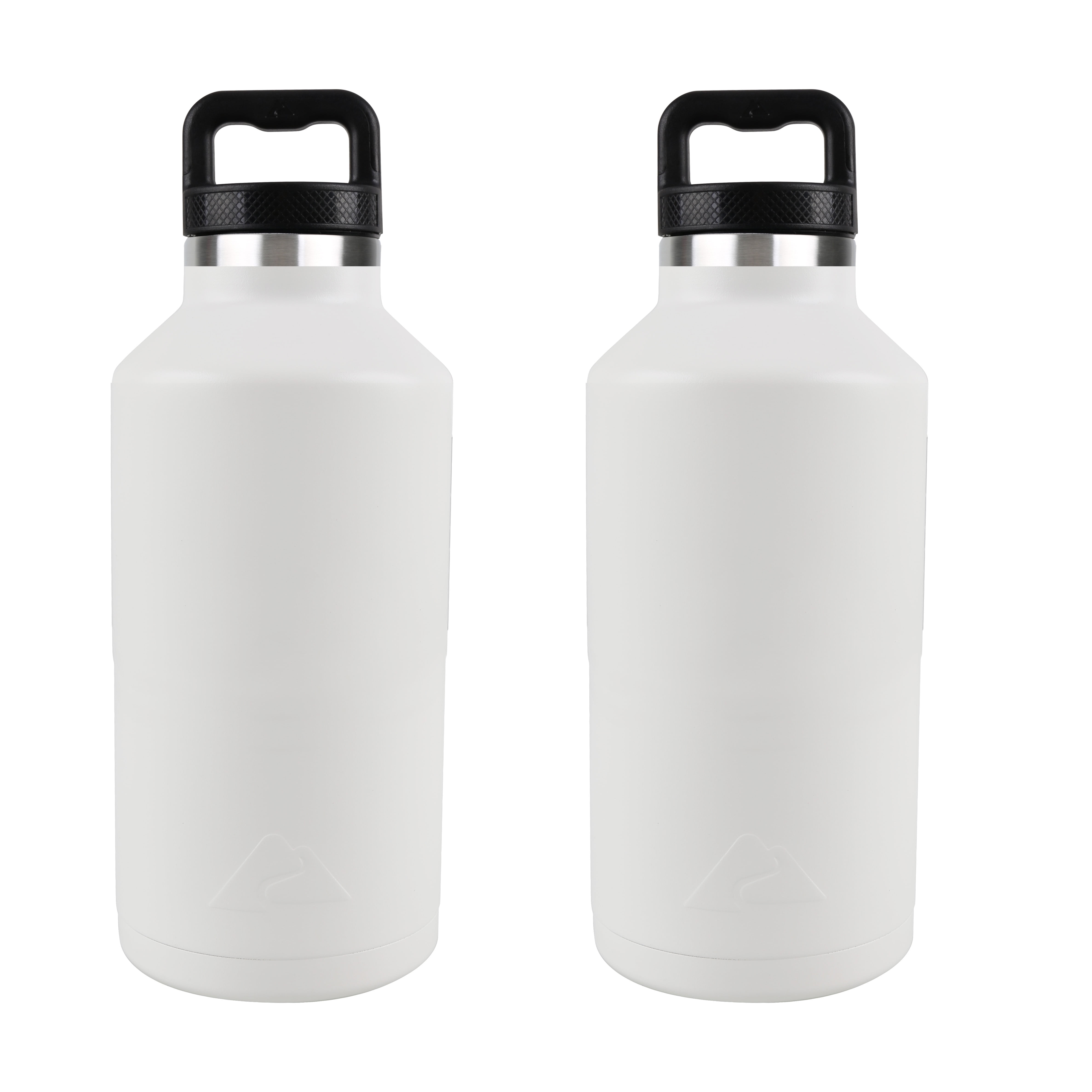 White 64 Oz Double Wall Vacuum Sealed Stainless Steel Water Bottle Drinkware 