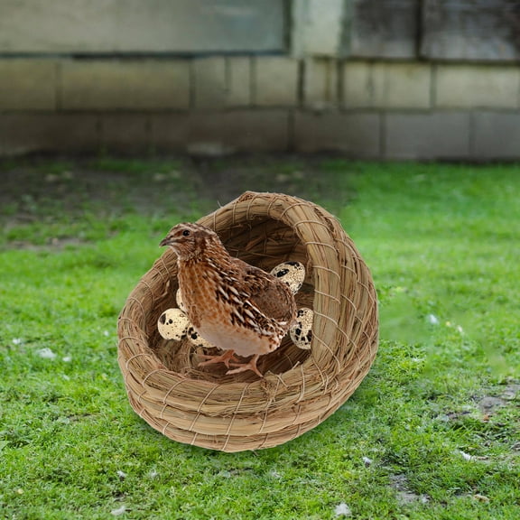 Soimiss 2Pcs Straw Woven Chicken Nest Pet Sleeping House Warm Durable Small Animal Bed