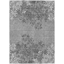 HomeRoots 581110 8 x 10 ft. Floral Washable Indoor & Outdoor Rectangle Area Rug, Gray, Charcoal & Ivory