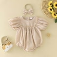 thumbnail image 2 of EnJoCho Baby Comfy Outfits Girls Short Sleeve Plaid Printed Pullover Romper Bodysuits Headbands Set Toddler Kids Trendy Princess Bodysuit Outfits, 2 of 4