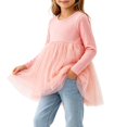 thumbnail image 3 of Lutiedan Toddler Girls Long Sleeve Tulle Peplum Tops Crew Neck Mesh Tutu Hem Shirts Casual Princess Flowy Shirts 0-3,Pink, 3 of 5