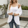 thumbnail image 3 of SOMER Women’s Cardigan 3/4 Sleeve Casual Open Front Loose Fit Lightweight Cardigan for Spring and Summer,2026 White Black, 3 of 6