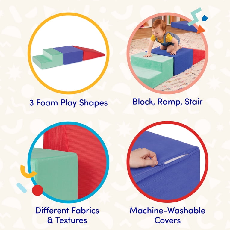 Battat Squishy Stack Climbers, 3 Foam Play Shapes, Ramp & Stairs photo 2