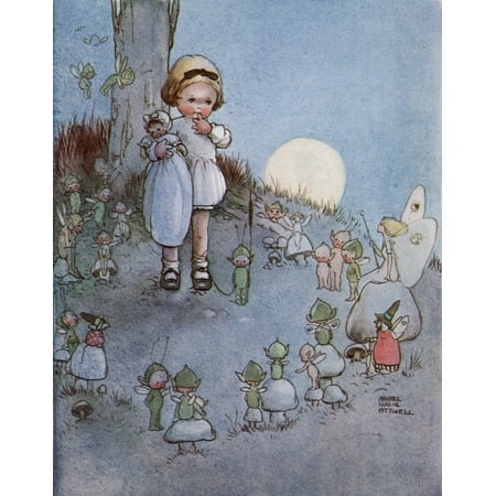 Have you  ever been caught by the fairies From the picture by Mabel Lucie Atwell from the book Princess Marie-Joss Childrens Book published 1916 Poster Print by Hilary Jane Morgan  Design