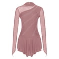 thumbnail image 3 of Oyolan Women's Long Sleeve Figure Ice Skating Dress Shiny Ballet Dance Leotard Dress Lyrical Dance Dusty Pink M, 3 of 7