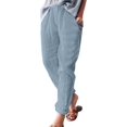 thumbnail image 5 of Women's Cotton Linen Capri Pants Summer Lightweight Elastic Waist Palazzo Harem Pants Baggy Trousers with Pockets, 5 of 5