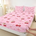 thumbnail image 4 of Manfei Red Cherry Bed Sheets For Girls,Pink Ribbon Bow King Sheets For Kids,4pcs, 4 of 6
