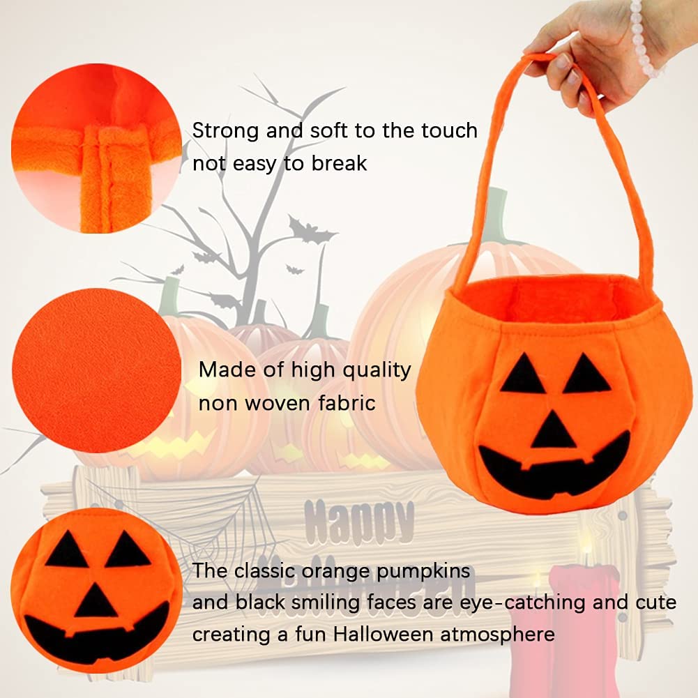 Panier Citrouille Halloween - Porte-bonbons Orange 18 Cm, Pour Trick Or Treat, Décoration Fête - 3