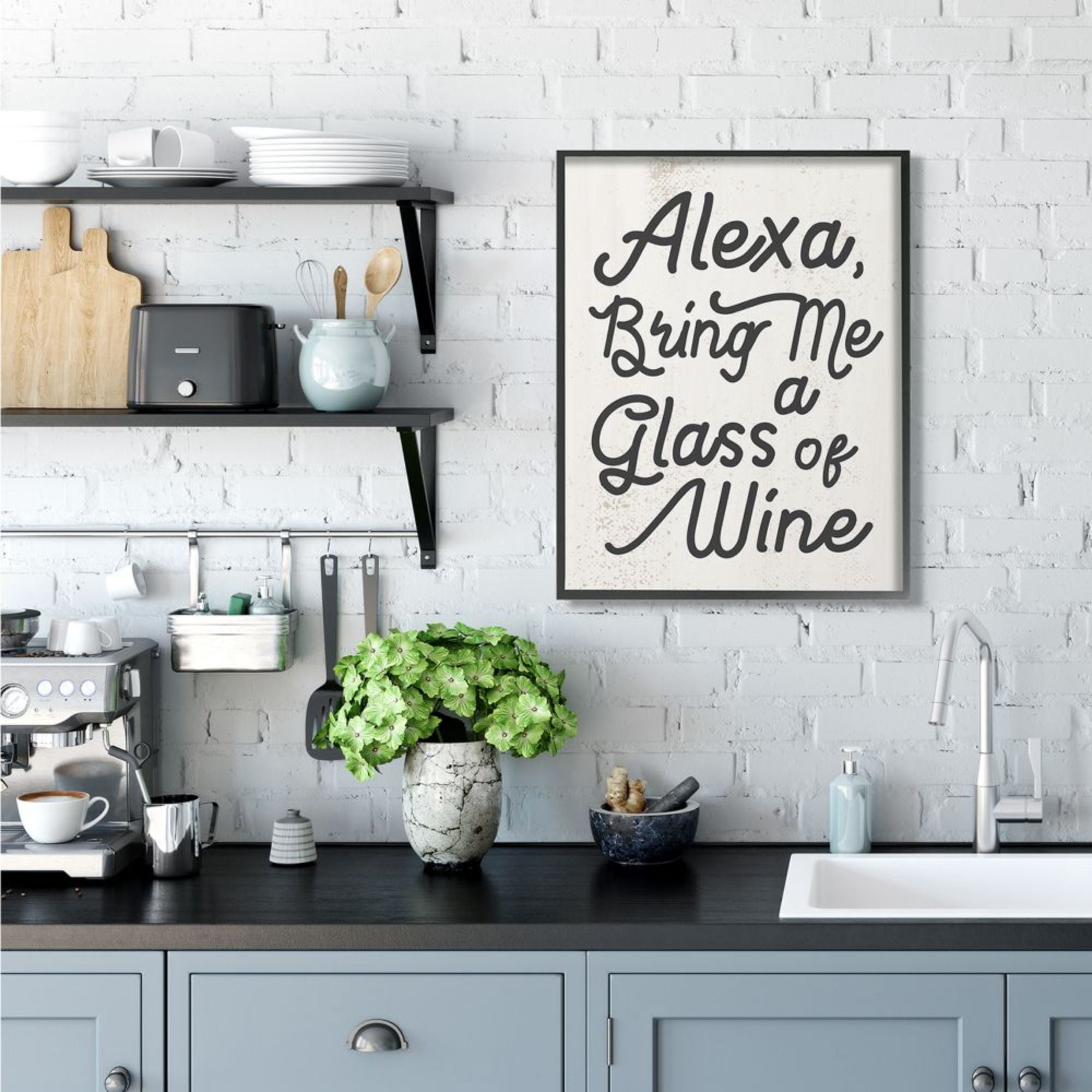 Stupell Industries Alexa Bring Me Wine Distressed Kitchen Sign Design by Daphne Polselli