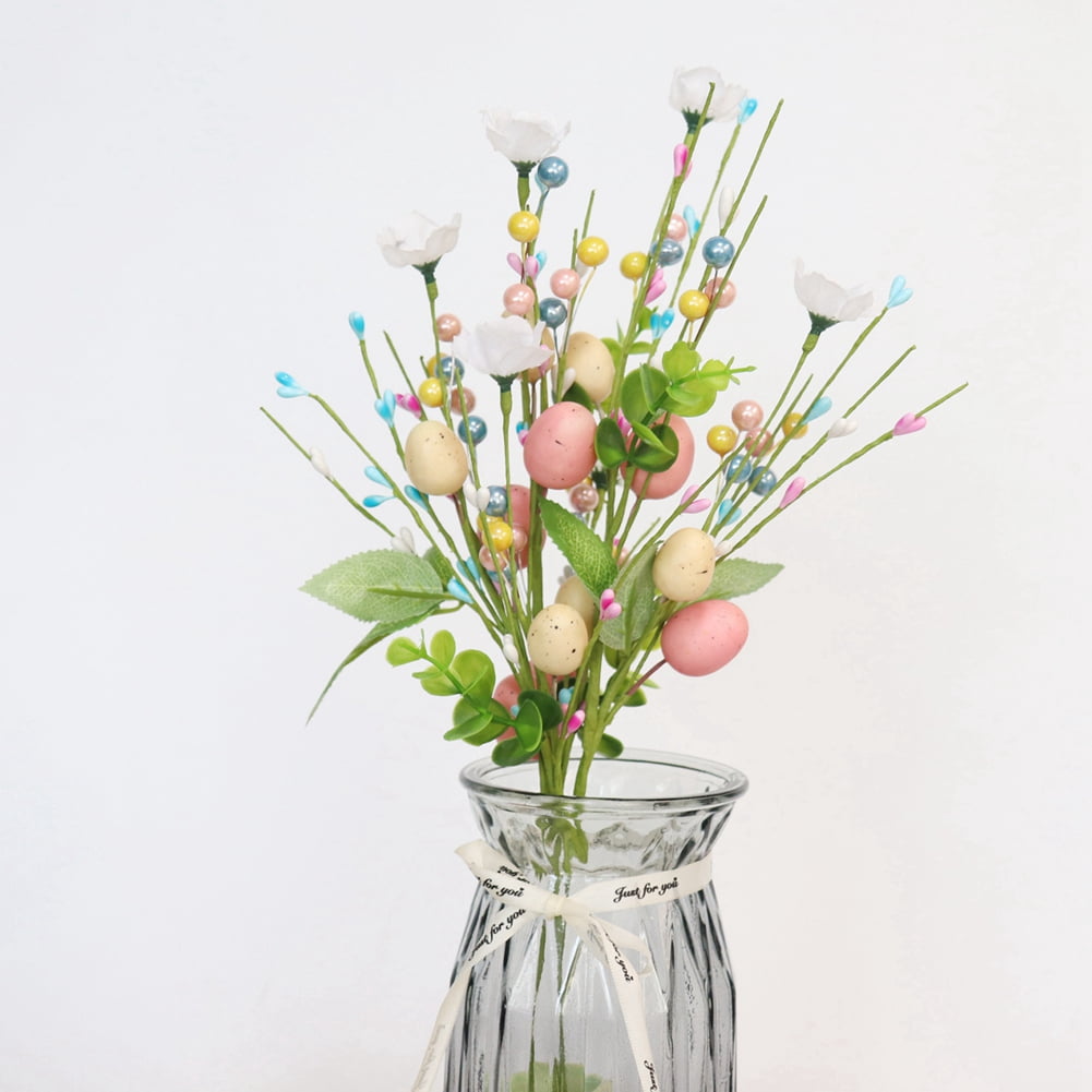 Artificial Easter Egg Berry Stems DIY Easter Rustic Easter Decorations for Easter Home Decor and Flower Arrangement D 3PCS